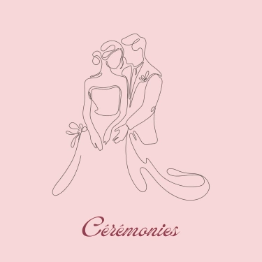 Illustration représentant un couple de mariés se tenant dans les bras