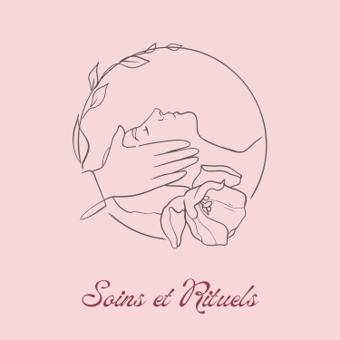 Illustration minimaliste des mains de la doula r'Eve posée sur la tempe d'une femme allongée sur le dos