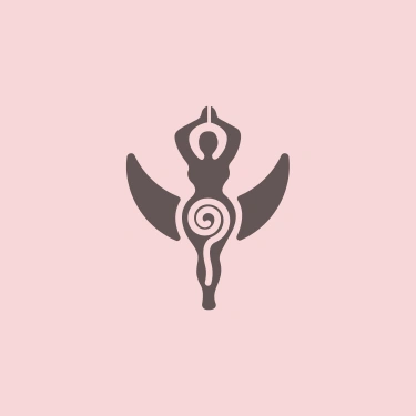 Illustration minimaliste d'une femme avec une spirale au niveau du ventre invitant à une reconnexion de la femme à son corps avec l'aide de la doula r'Eve