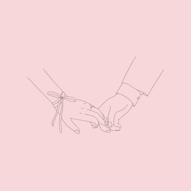 Illustration minimaliste représentant les mains d'un couple qui se donnent la main lors d'une cérémonie célébrée avec la doula r'Eve
