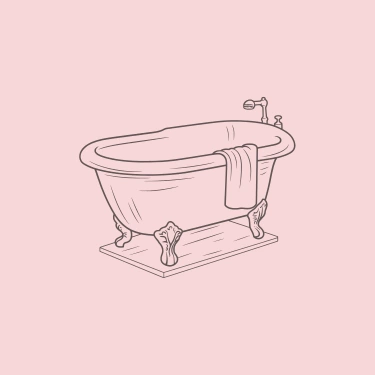 Illustration minimaliste d'une baignoire, représentant les bains de relevailles réalisé par la doula r'Eve