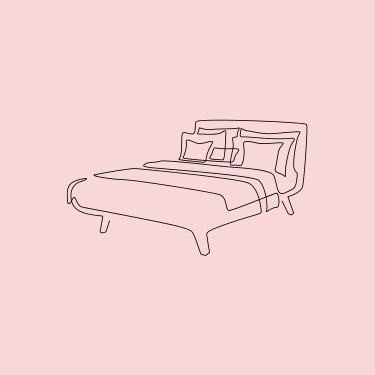 Illustration minimaliste d'un lit, endroit où se trouve la femme lors du soin des matrones réalisé par la doula r'Eve 